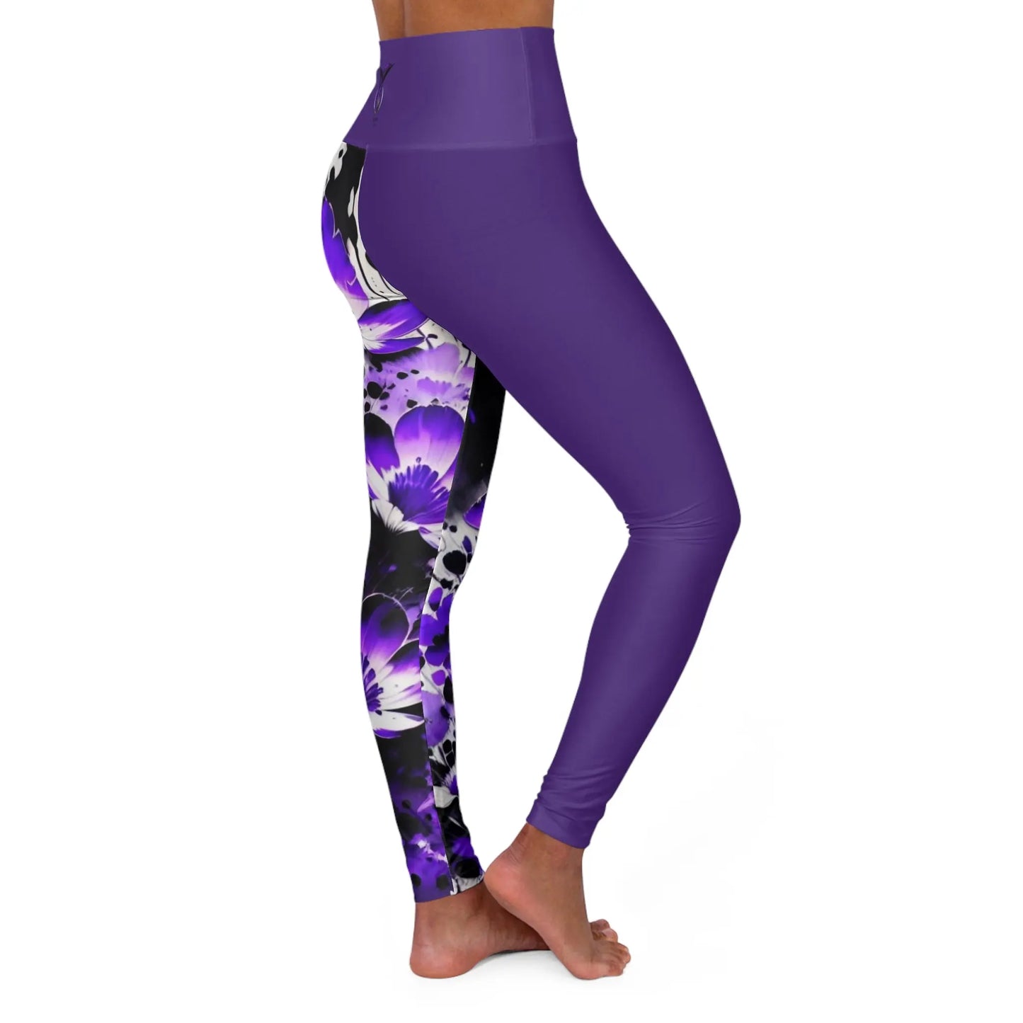 Crown Chakra Flower Purple High Waisted Yoga Leggings (AOP) Printify