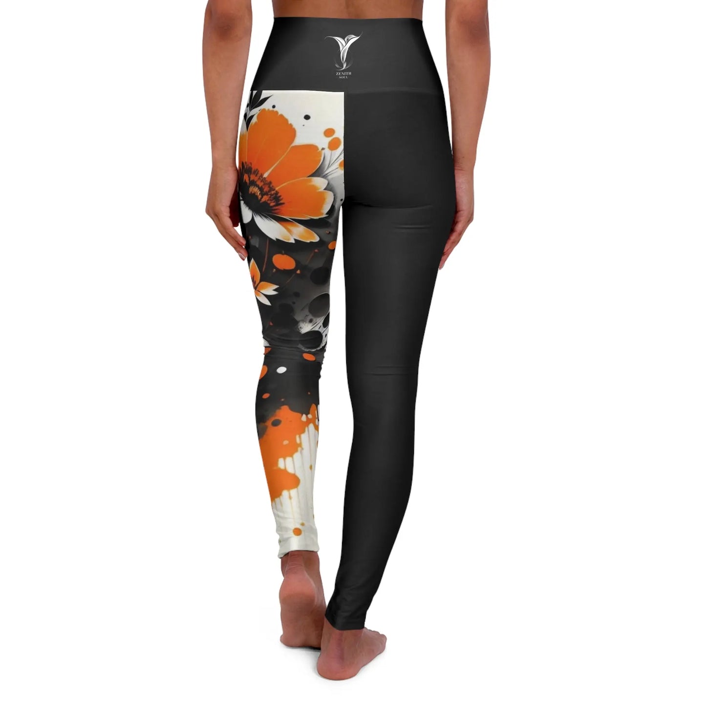 Sacral Chakra Flower Black High Waisted Yoga Leggings (AOP) Printify