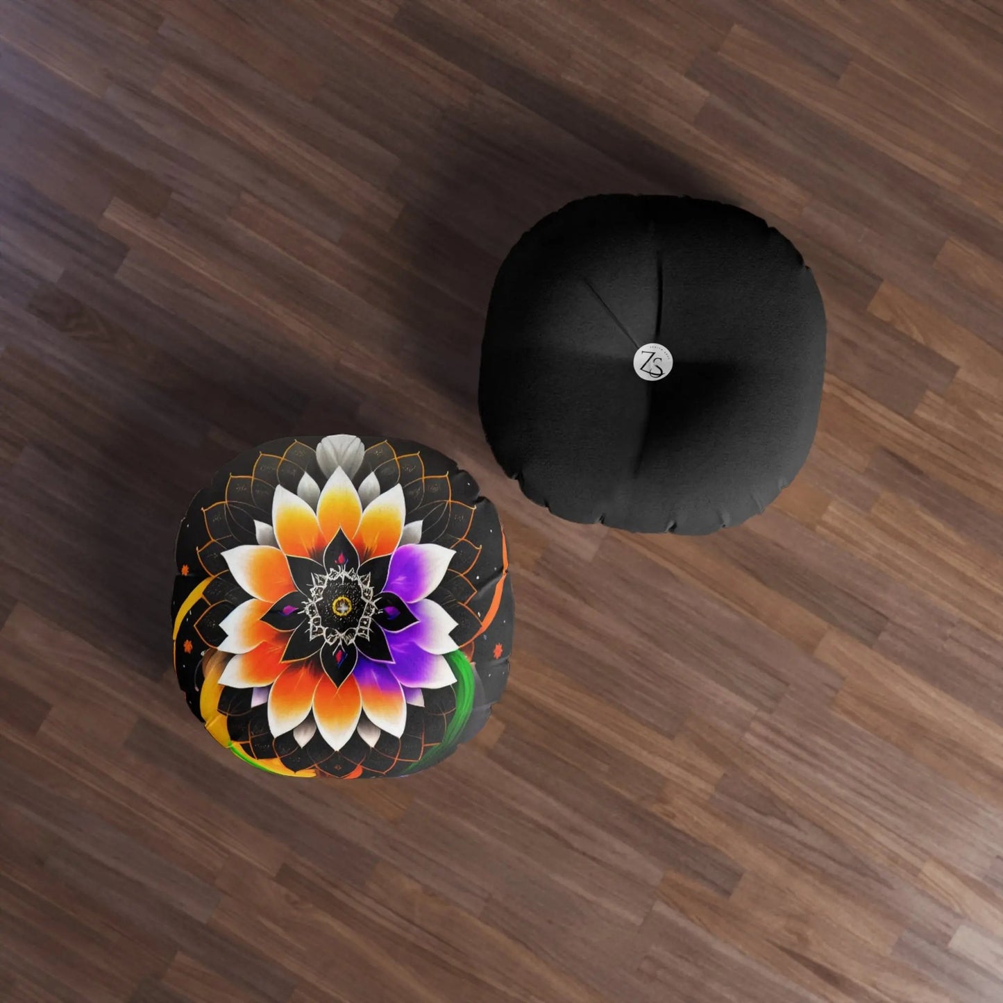 Chakra Floral Meditation Pillow, Round Printify