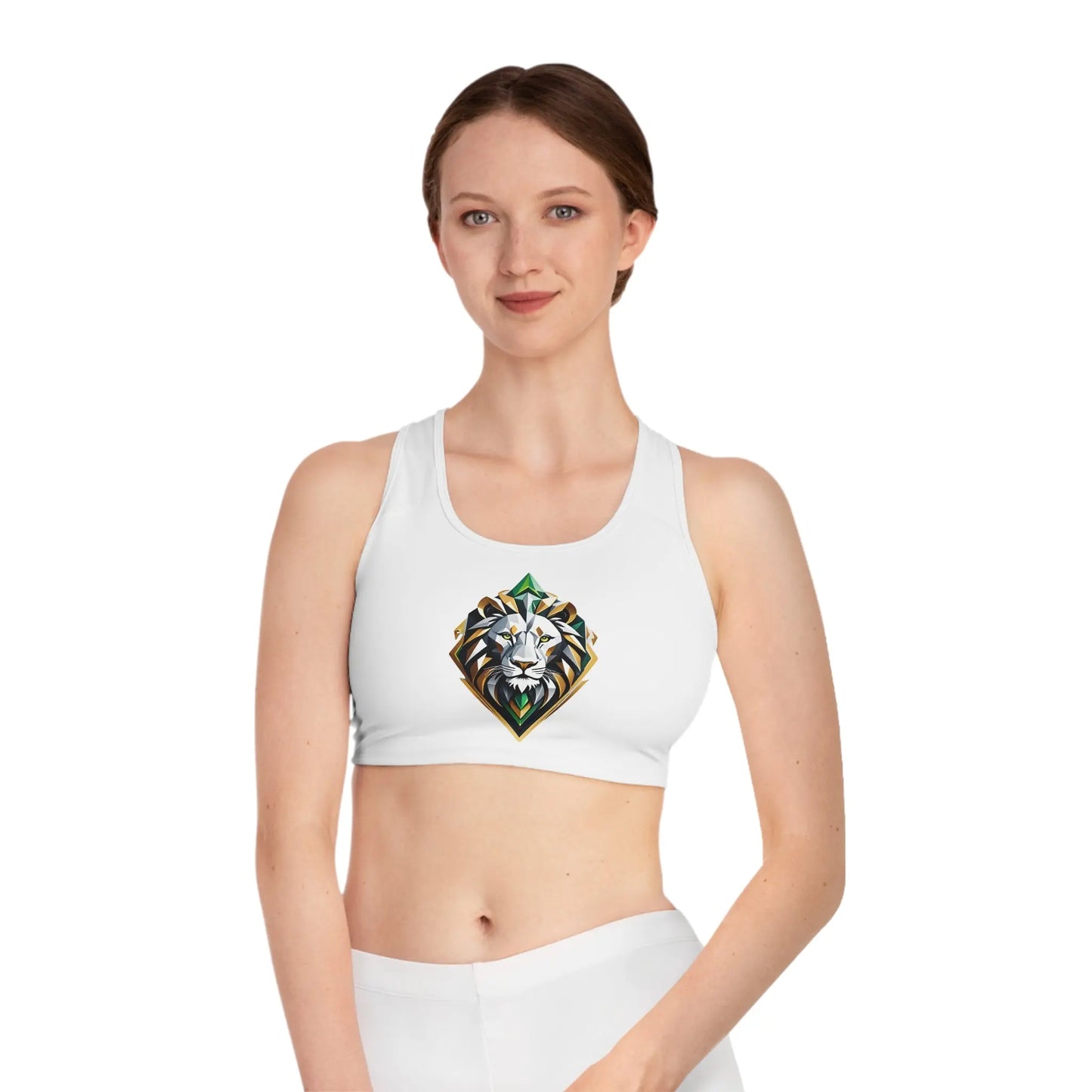Leo White Sports Bra (AOP) Printify