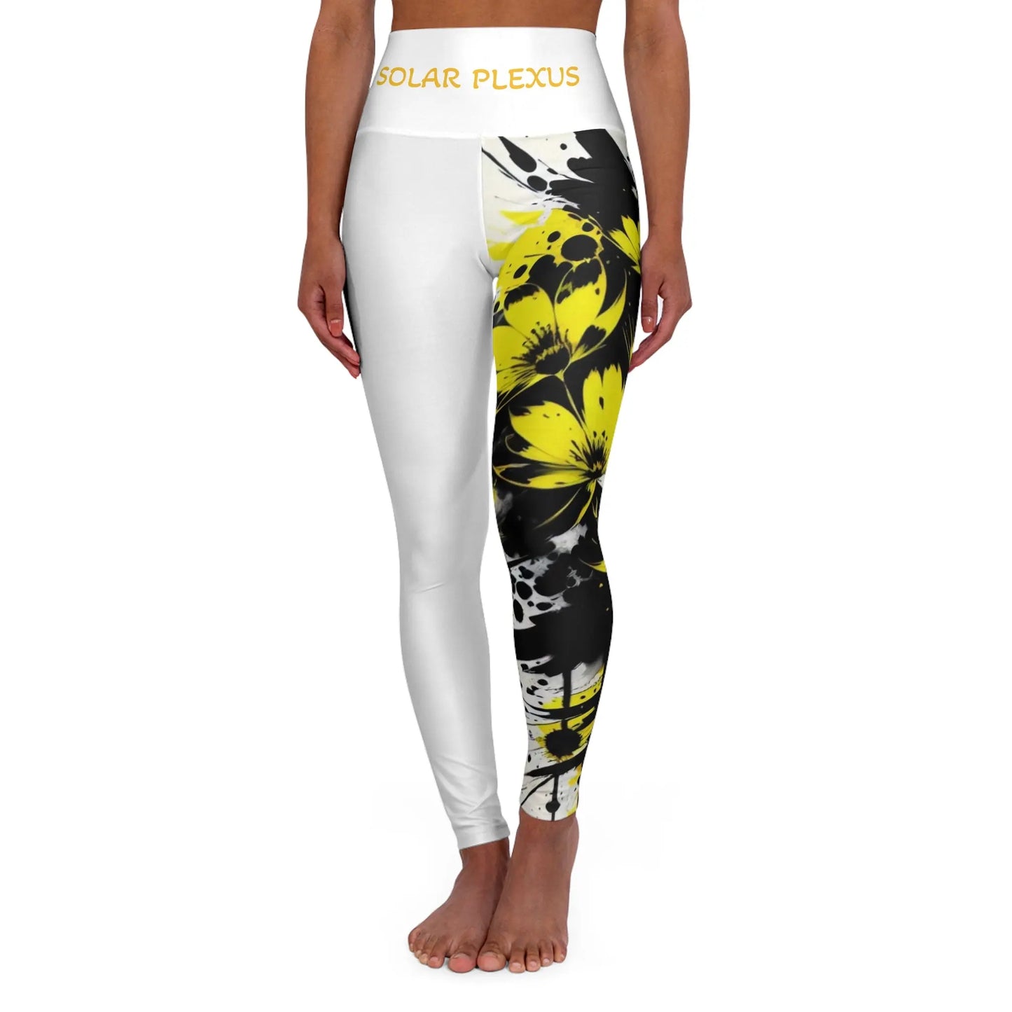 Solar Plexus Chakra Flower White High Waisted Yoga Leggings (AOP) Printify