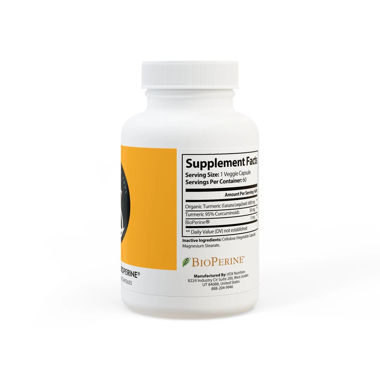 Turmeric with BioPerine® (Black Pepper Fruit Extract) Supplement (60 Capsules) Printify
