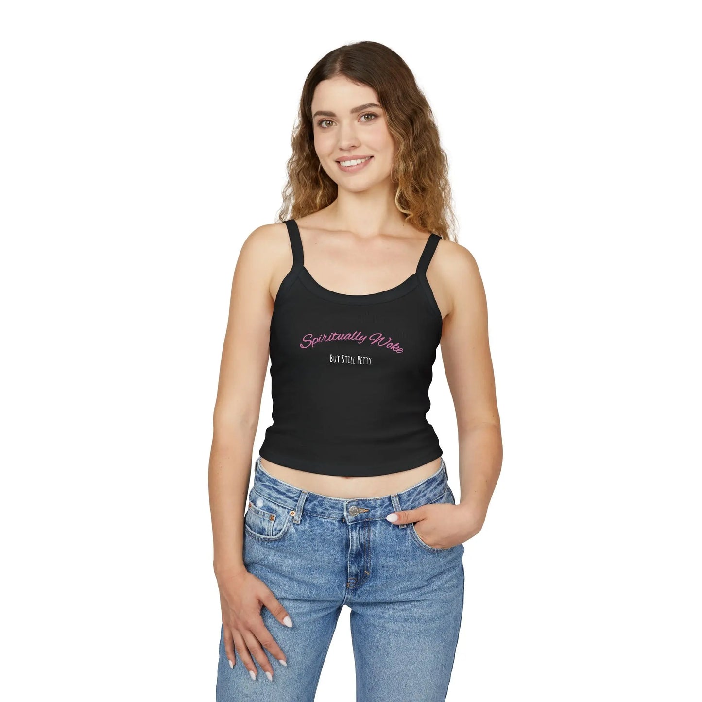 Spiritually Woke Spaghetti Strap Tank Top Printify