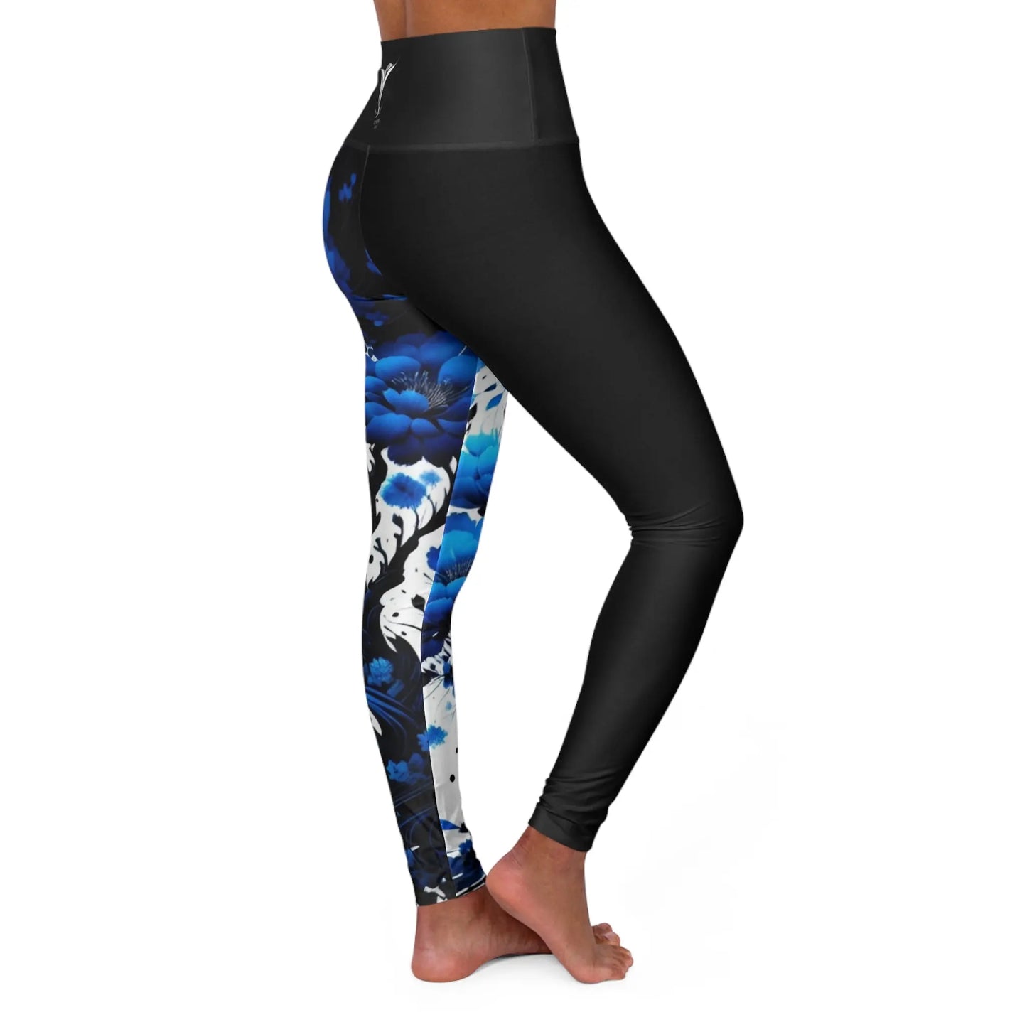 Throat Chakra Tree Black High Waisted Yoga Leggings (AOP) Printify