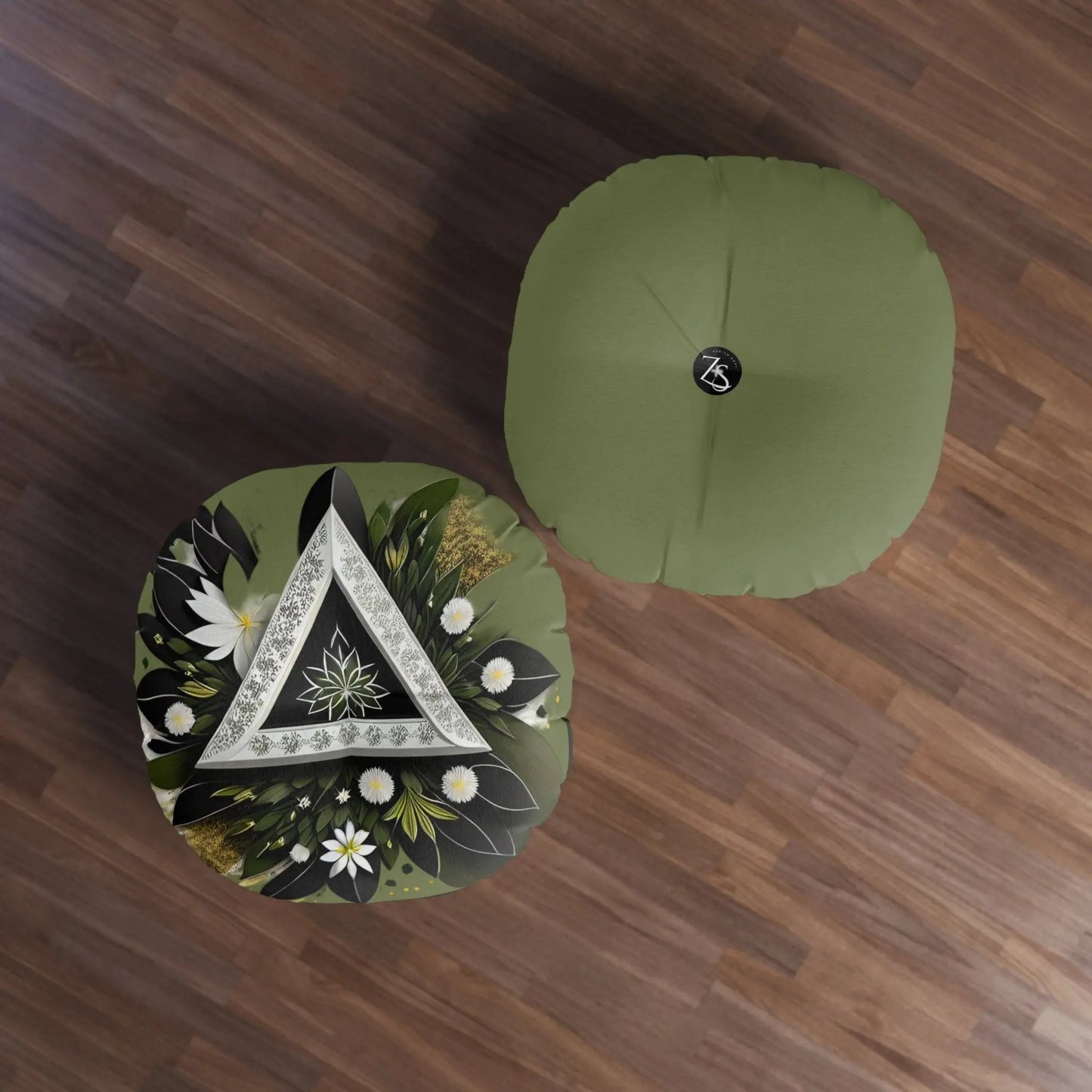 Tri Flora Meditation Pillow, Round Printify