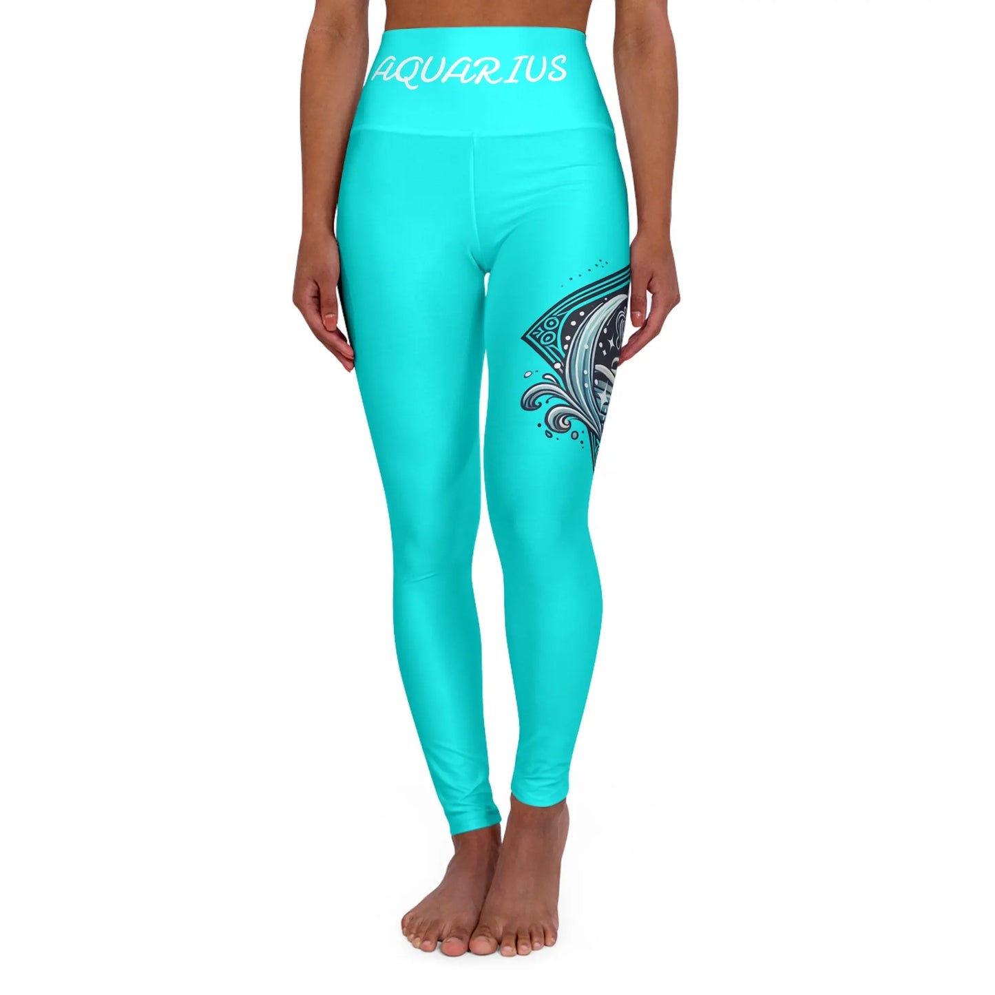 Aquarius Turquoise High Waisted Yoga Leggings (AOP) Printify