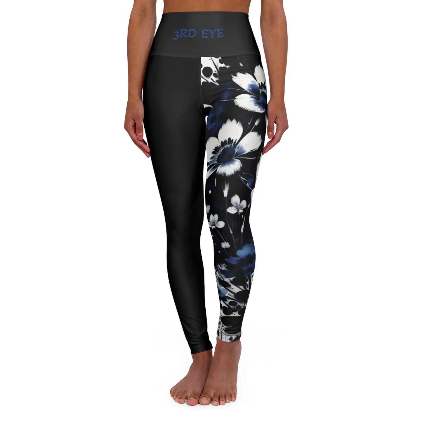 3rd Eye Chakra Flower Black High Waisted Yoga Leggings (AOP) Printify