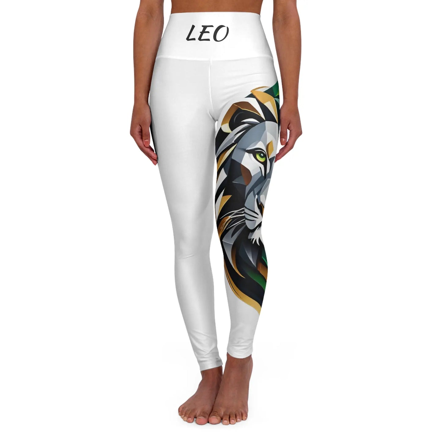 Leo White High Waisted Yoga Leggings (AOP) Printify