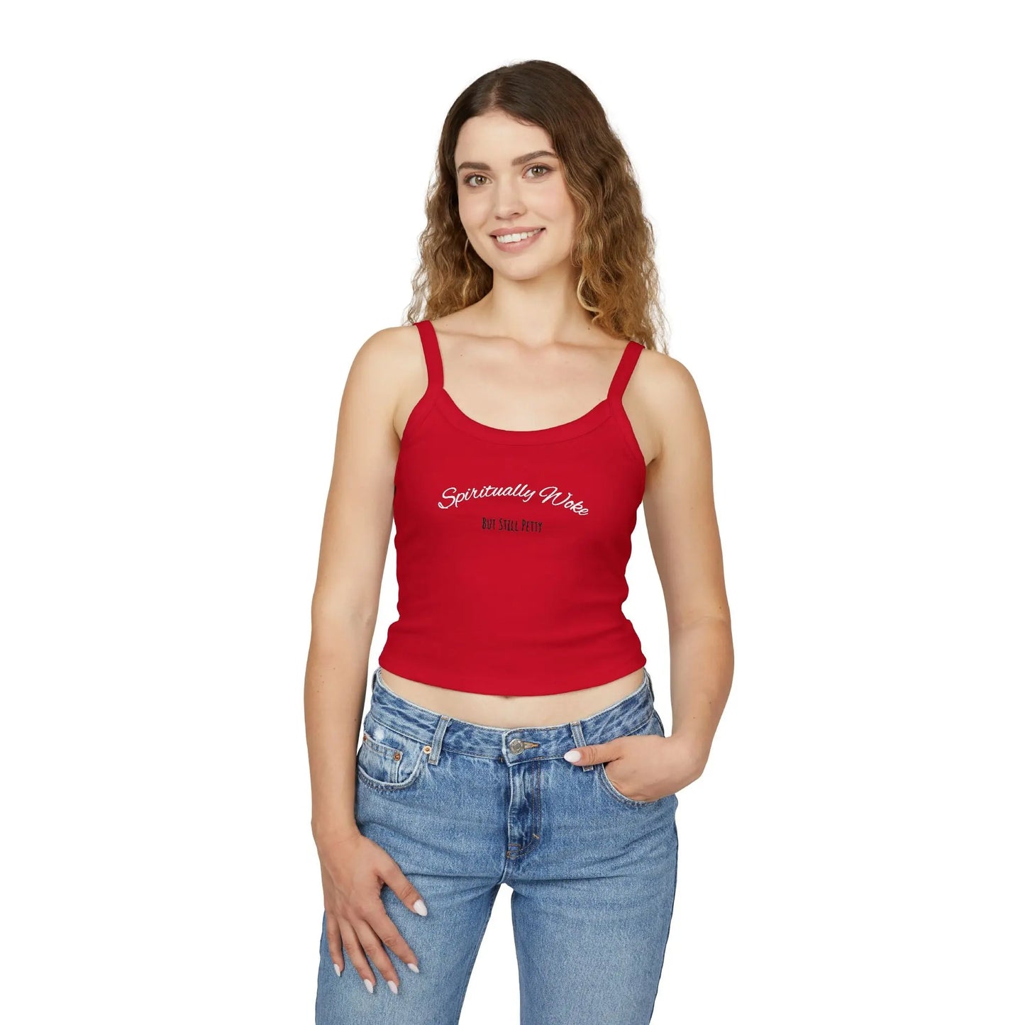 Spiritually Woke Spaghetti Strap Tank Top Printify