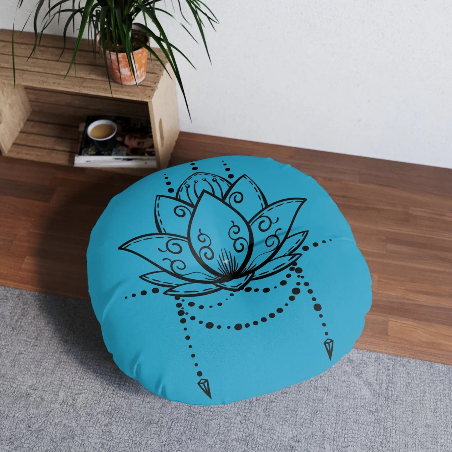 Lotus Tattoo Meditation Pillow, Round Printify