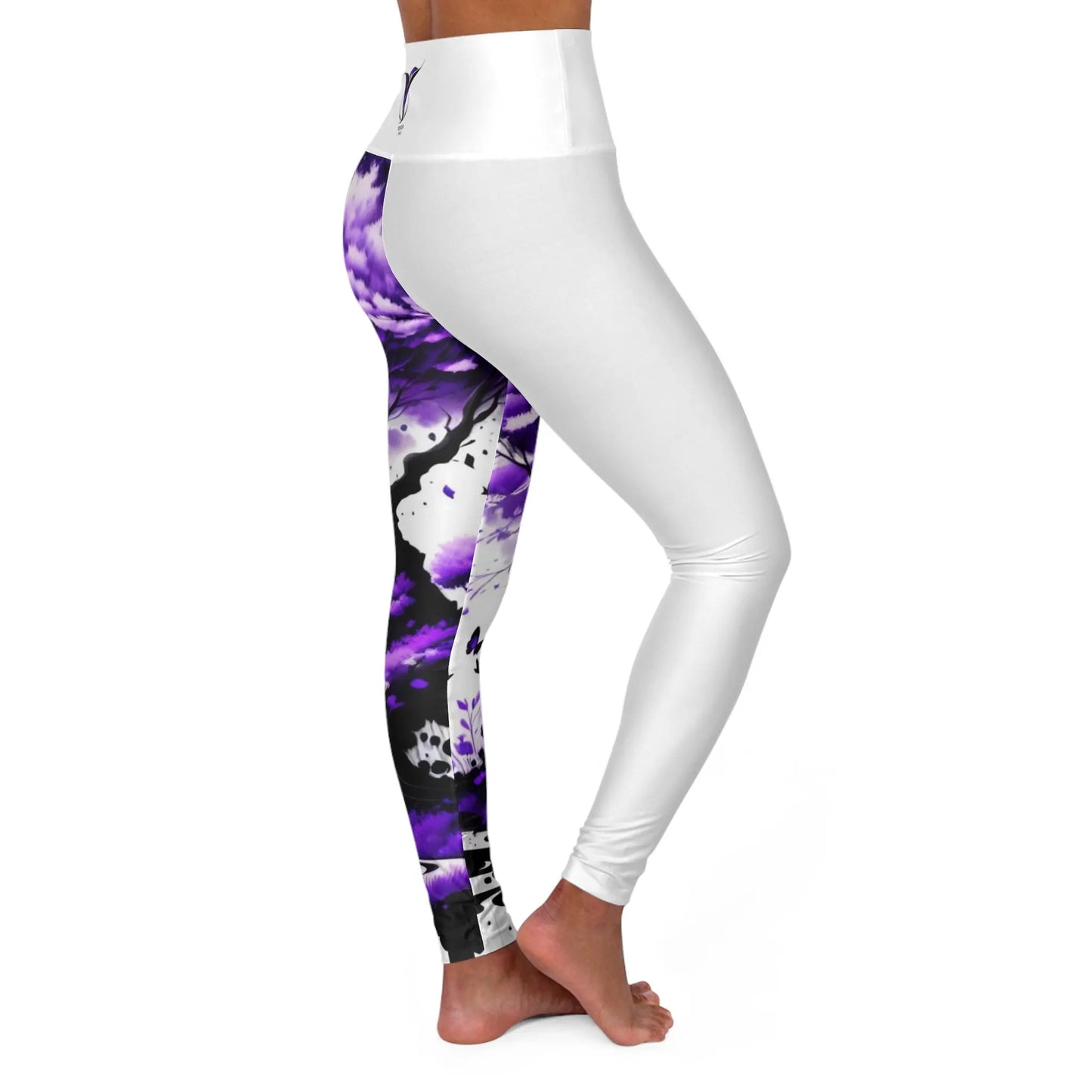Crown Chakra Tree White High Waisted Yoga Leggings (AOP) Printify