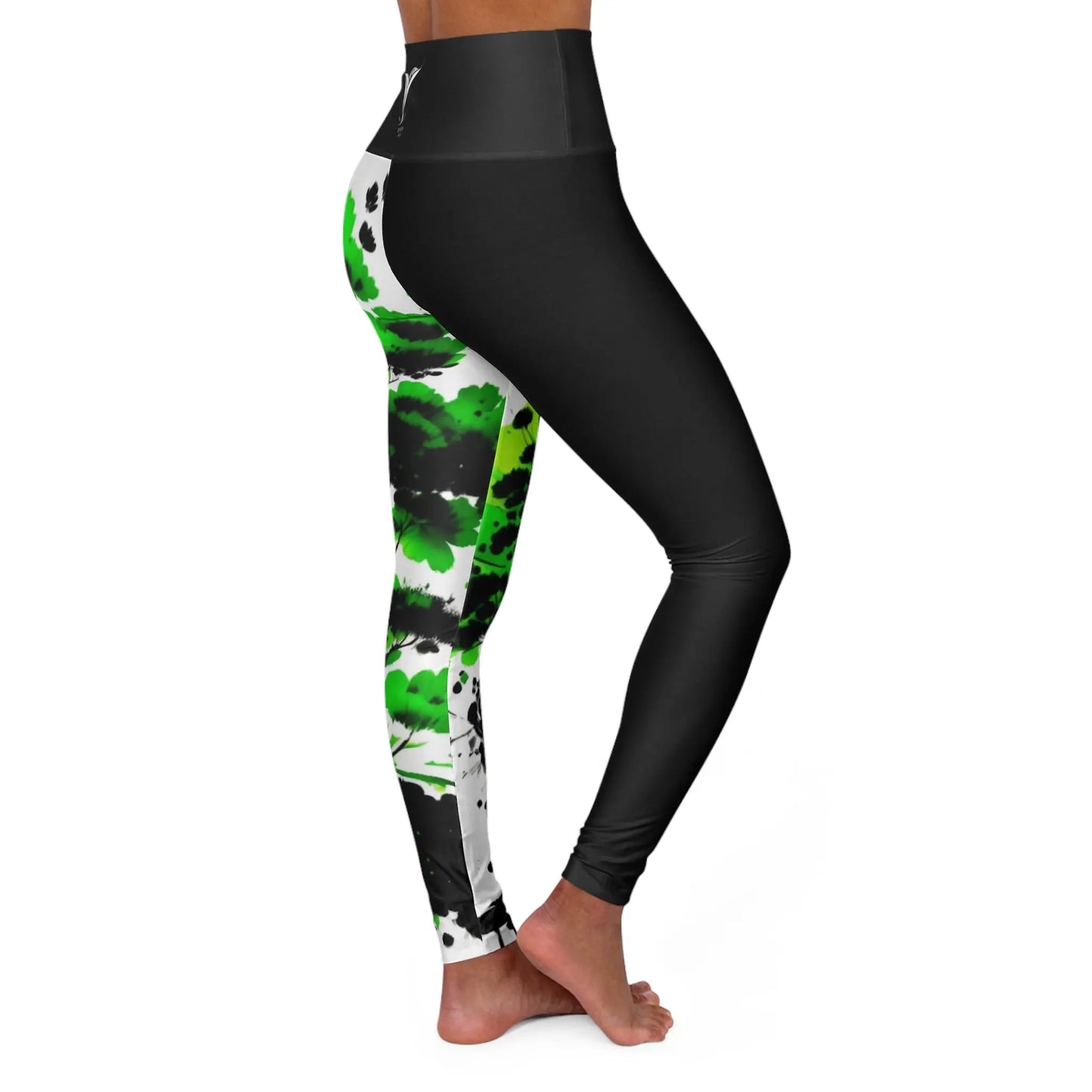 Heart Chakra Tree Black High Waisted Yoga Leggings (AOP) Printify