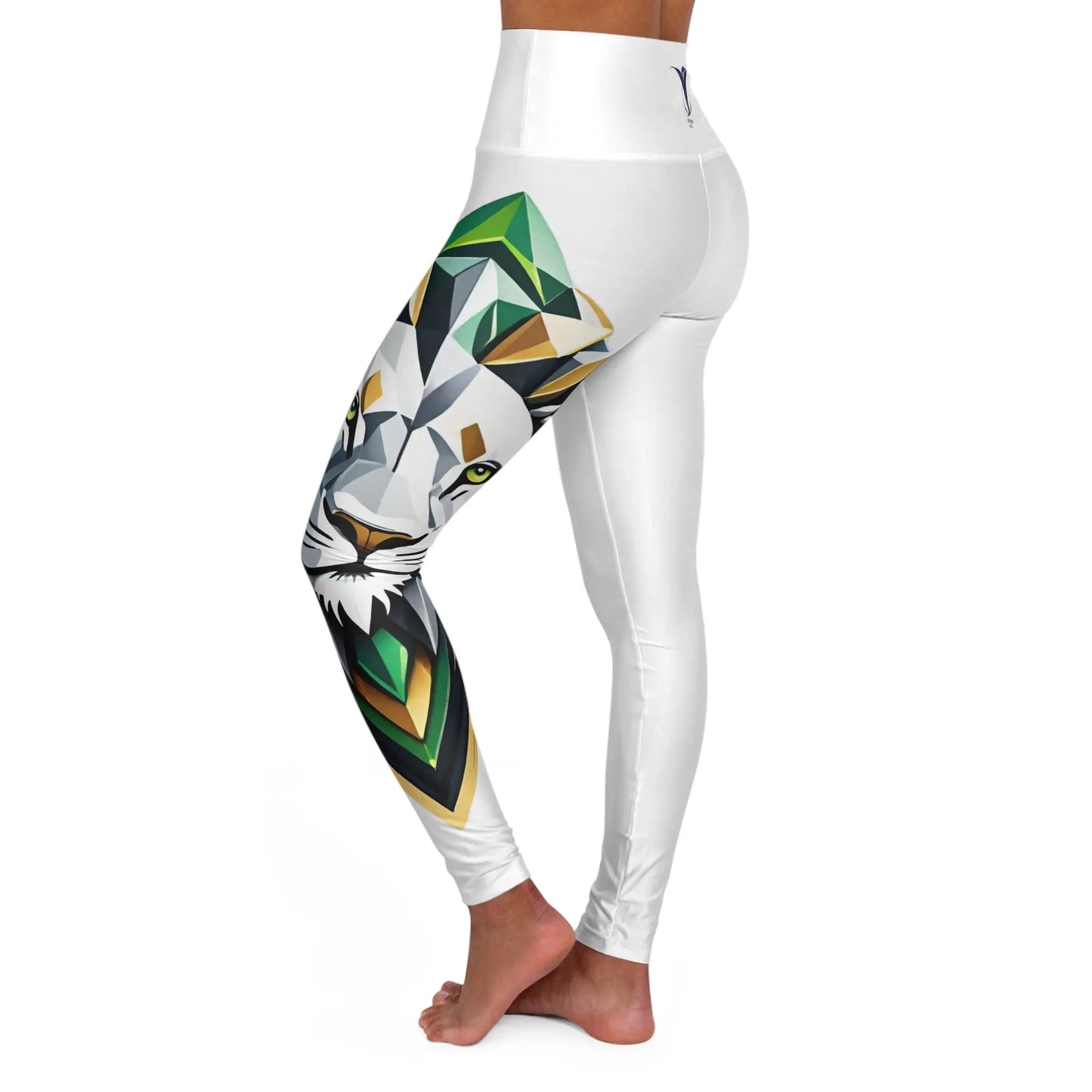 Leo White High Waisted Yoga Leggings (AOP) Printify