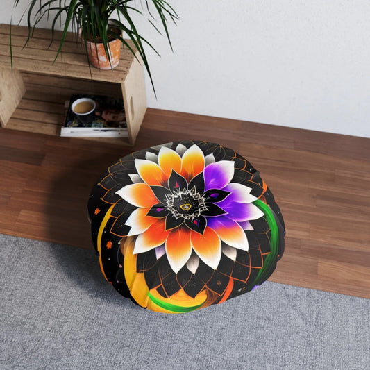 Chakra Floral Meditation Pillow, Round Printify