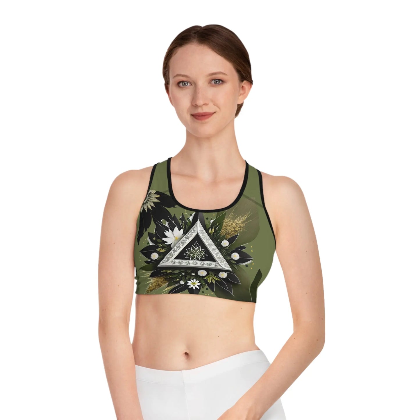 Tri-Flora Sports Bra (AOP) Printify