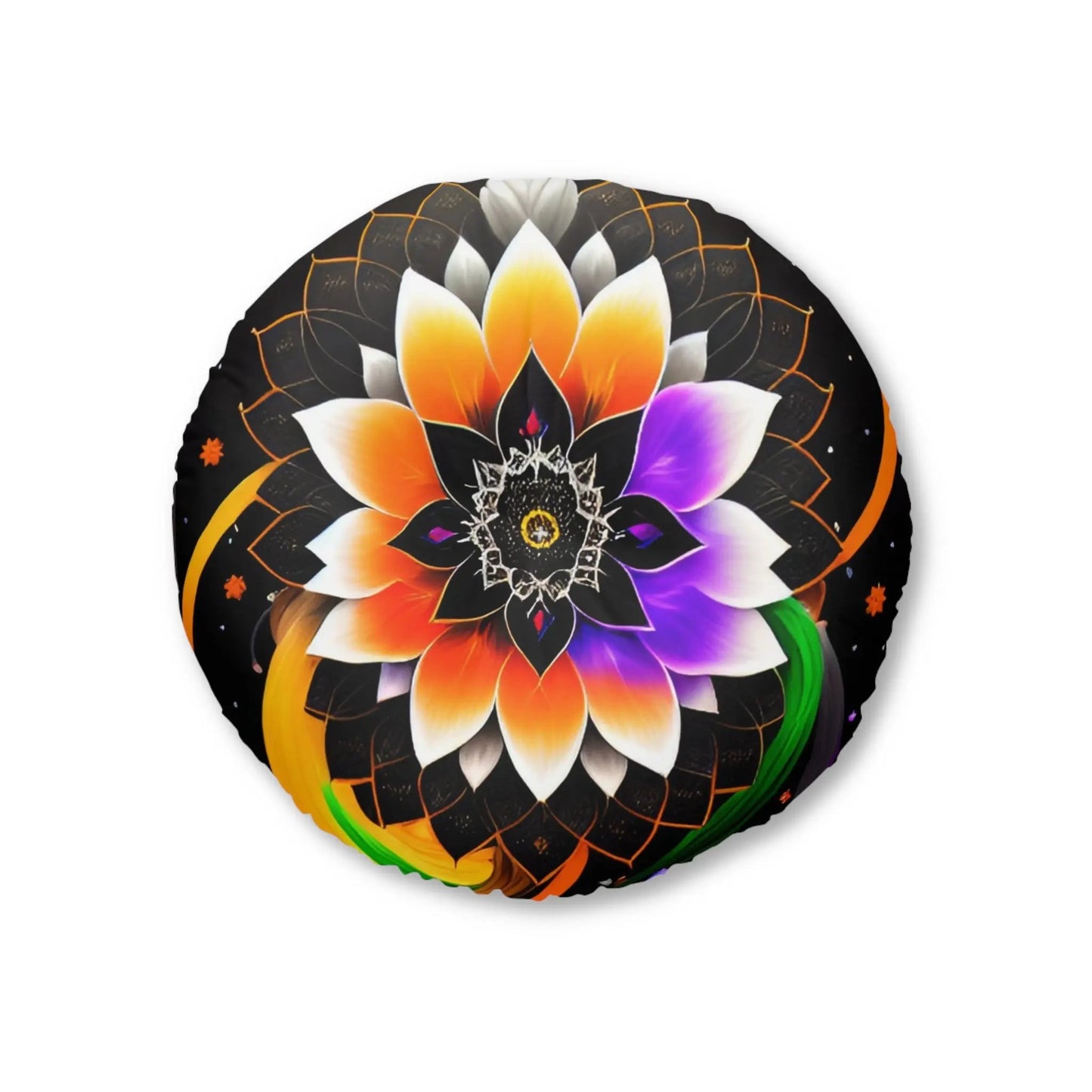 Chakra Floral Meditation Pillow, Round Printify