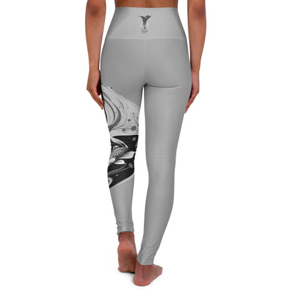 Pisces Gray High Waisted Yoga Leggings (AOP)