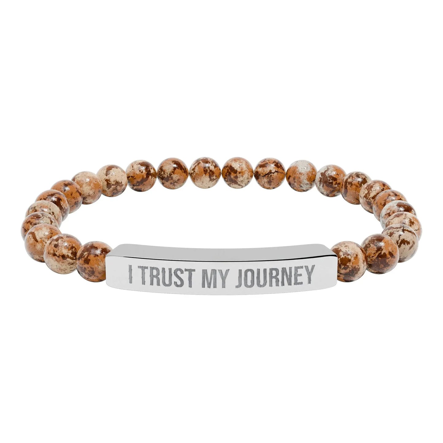 I trust my Journey Natural Stone Stretch Bar Bracelet (Engraving) Printify