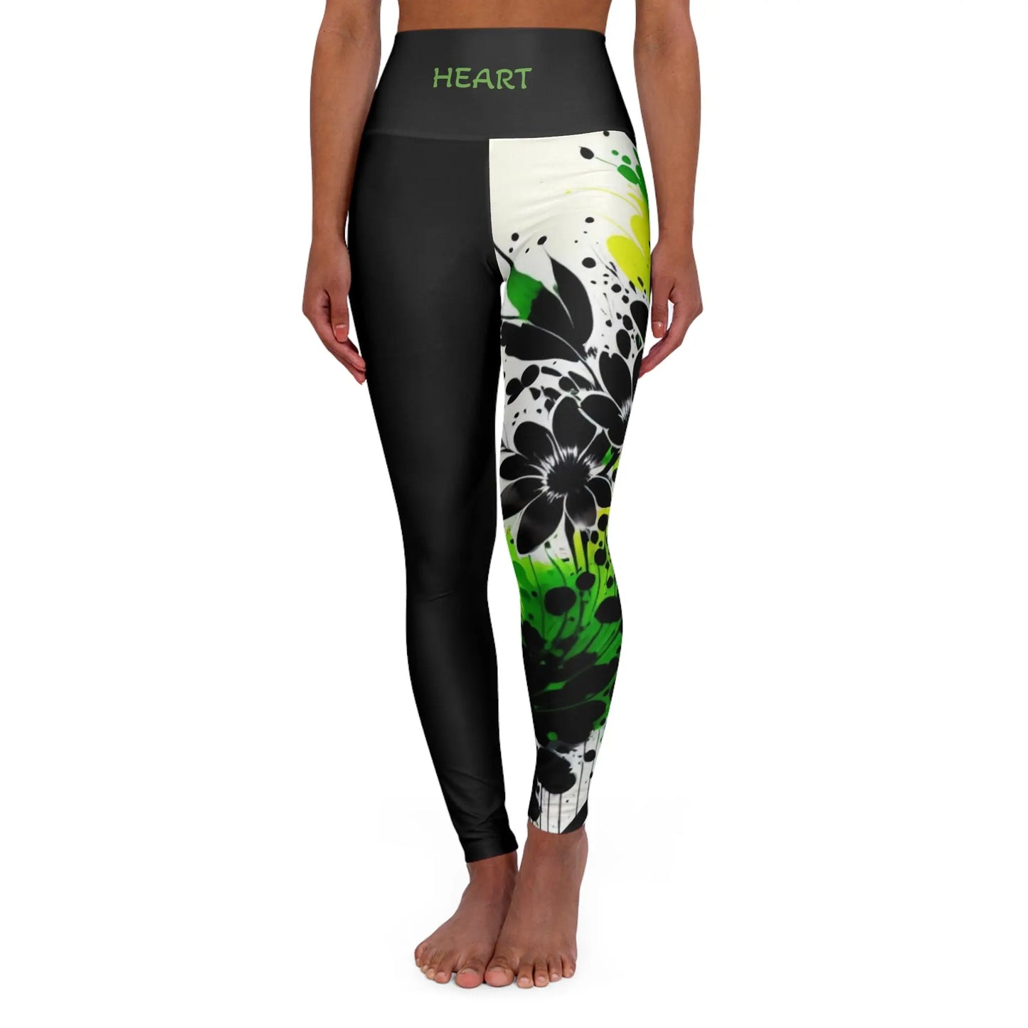 Heart Chakra Flower Black High Waisted Yoga Leggings (AOP) Printify
