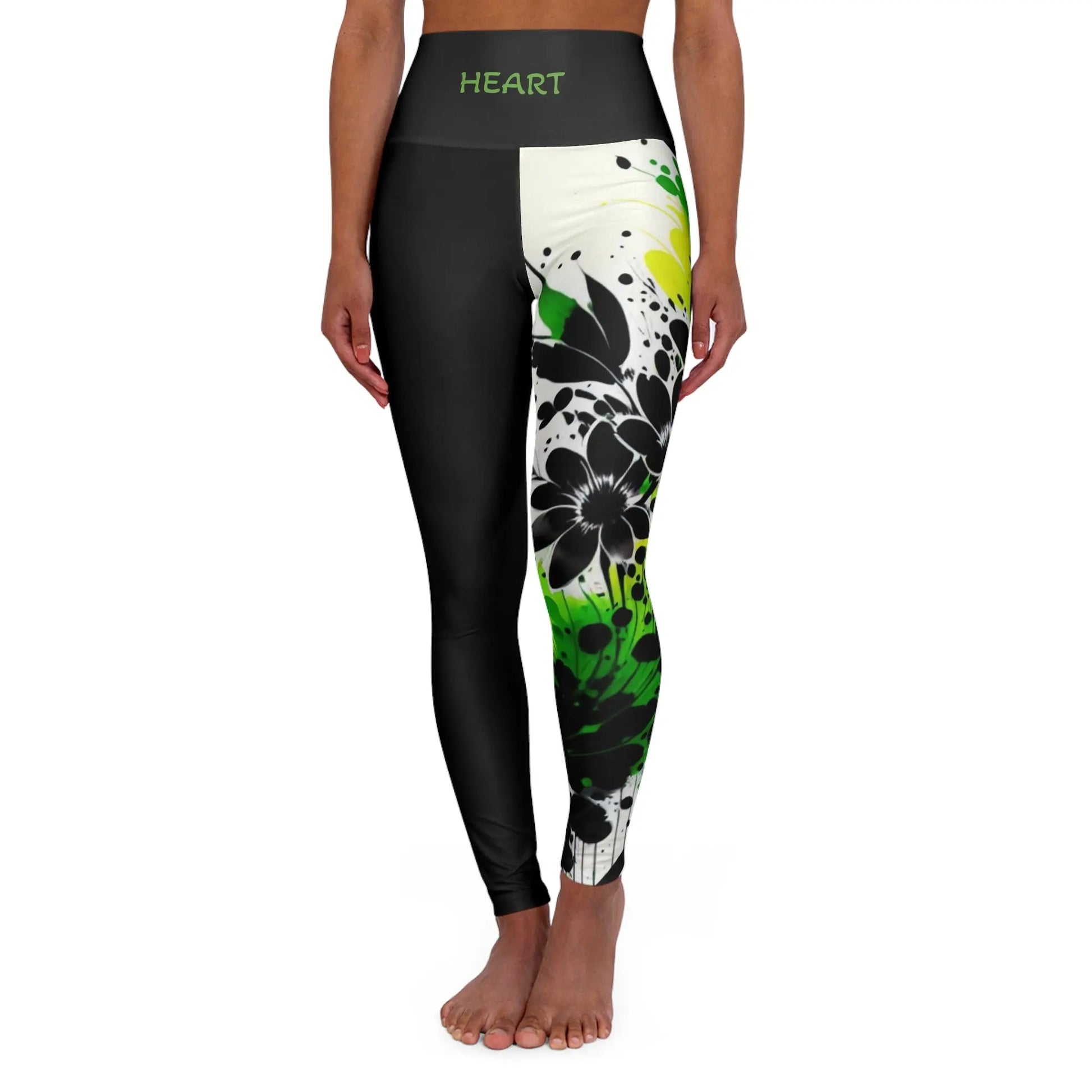 Heart Chakra Flower Black High Waisted Yoga Leggings (AOP) Printify