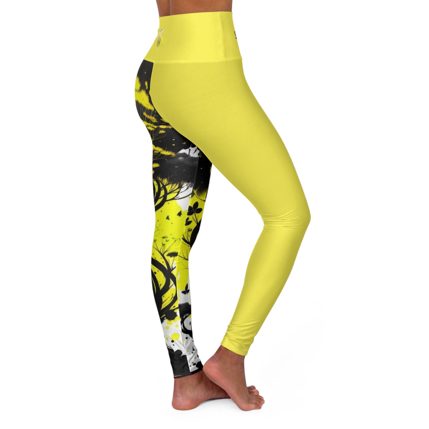 Solar Plexus Chakra Tree Yellow High Waisted Yoga Leggings (AOP)