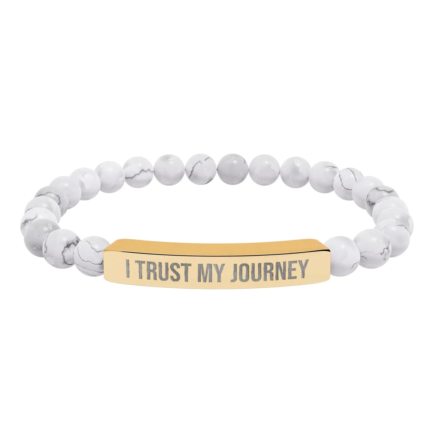 I trust my Journey Natural Stone Stretch Bar Bracelet (Engraving) Printify