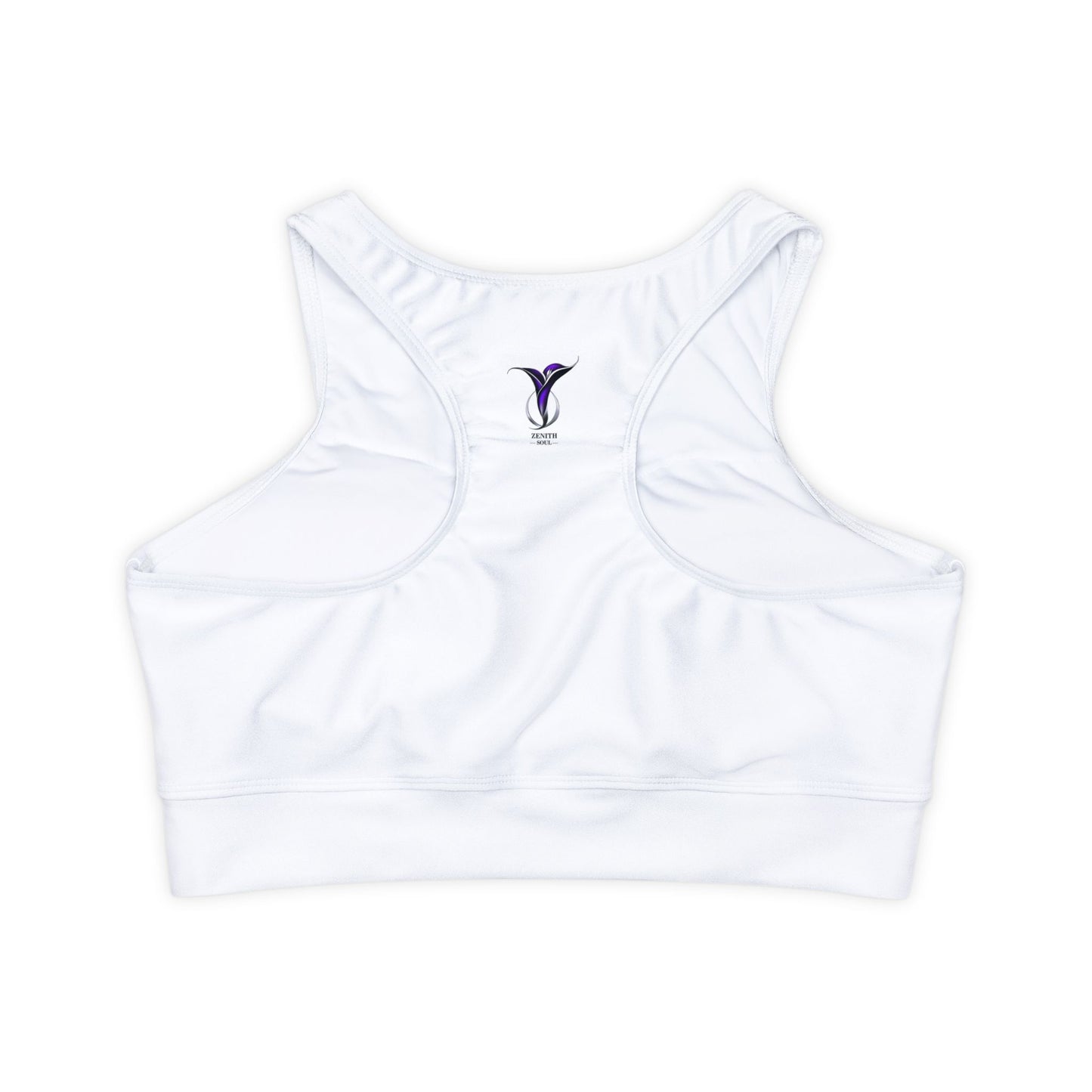 Leo White Fully Lined, Padded Sports Bra (AOP)