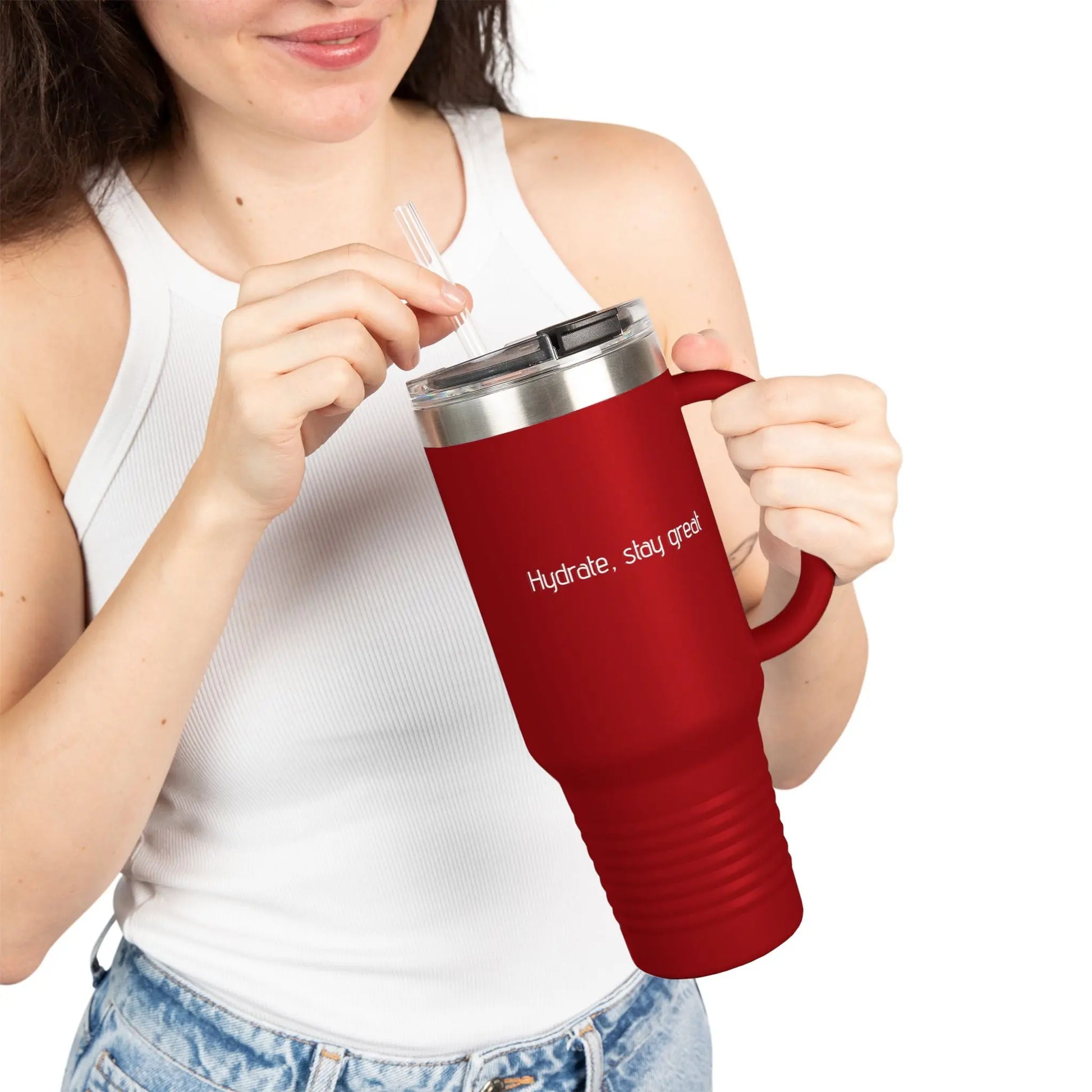 Hydrate, stay great Insulated Travel Mug, 40oz Printify