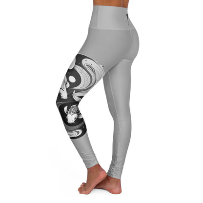 Pisces Gray High Waisted Yoga Leggings (AOP)