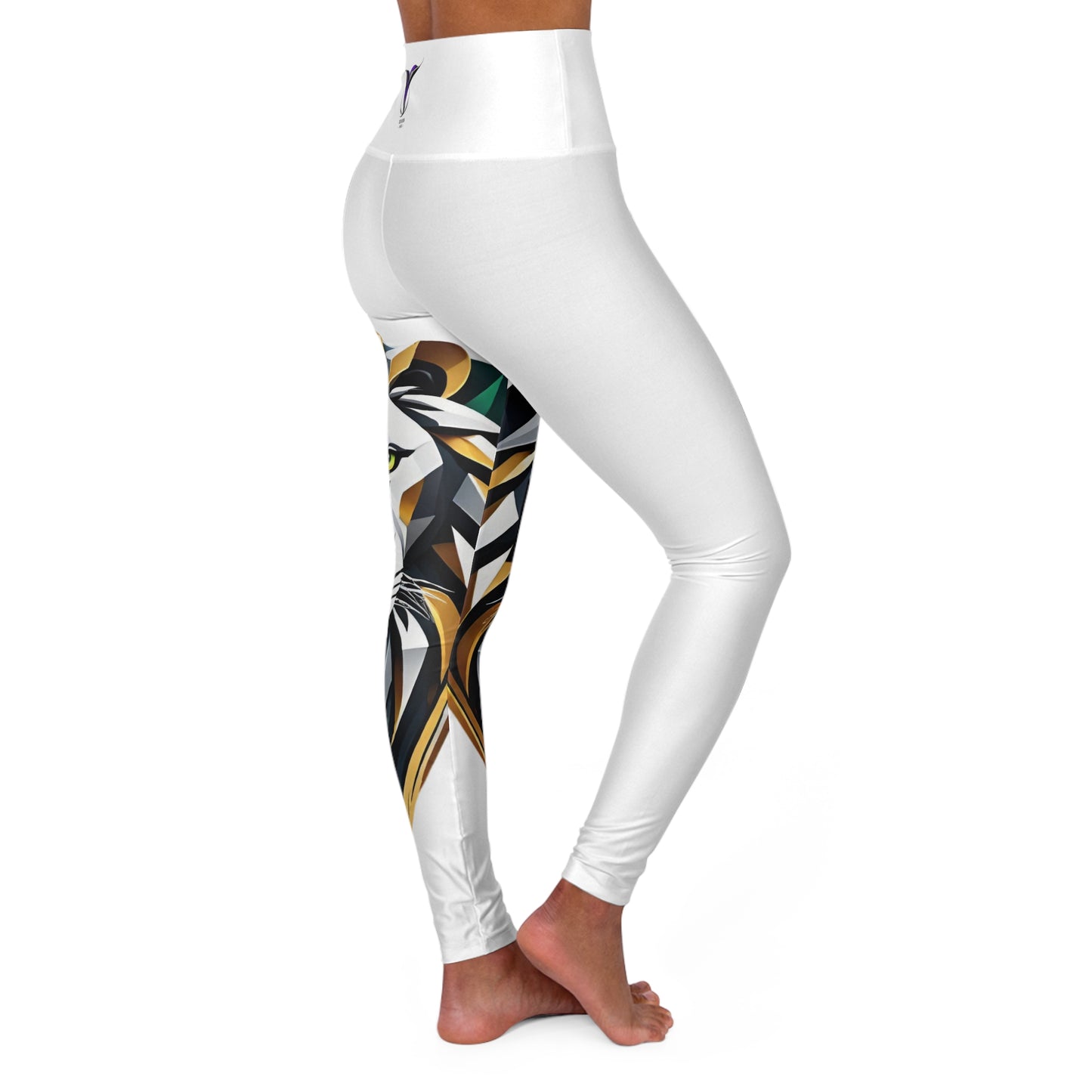 Leo White High Waisted Yoga Leggings (AOP)