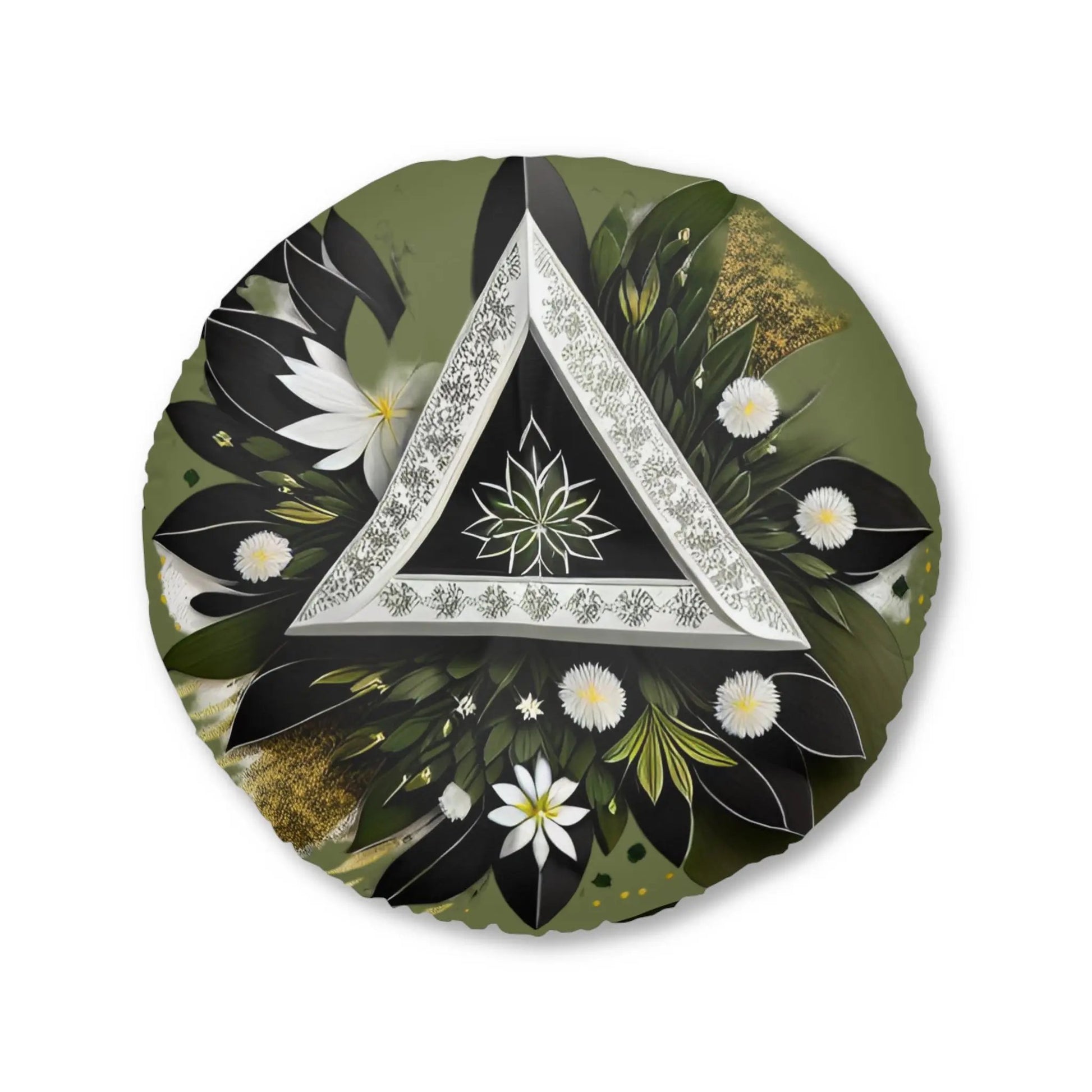 Tri Flora Meditation Pillow, Round Printify
