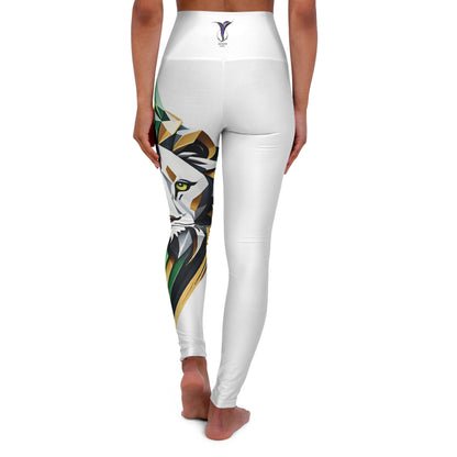 Leo White High Waisted Yoga Leggings (AOP)