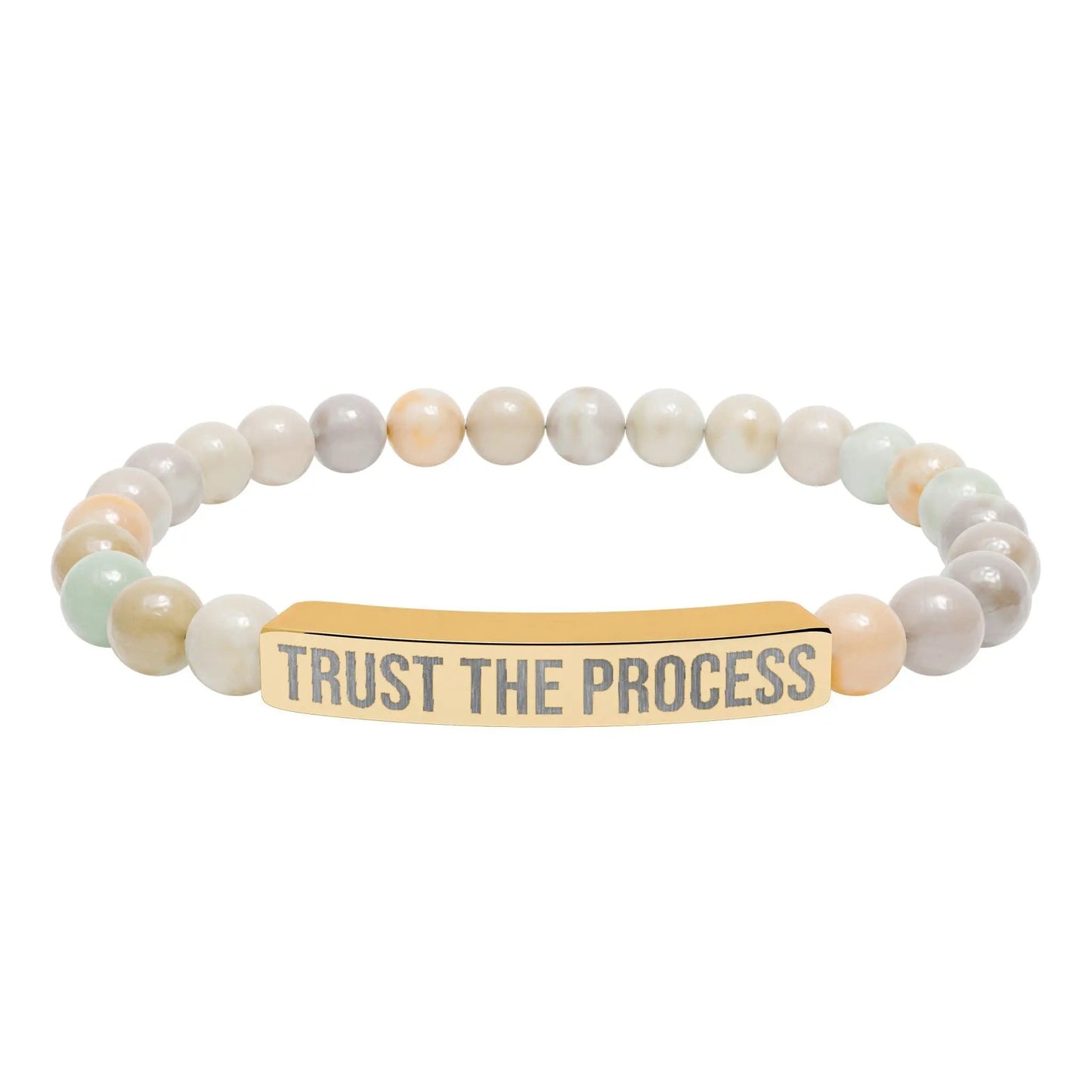 Trust the Process Natural Stone Stretch Bar Bracelet (Engraving) Printify