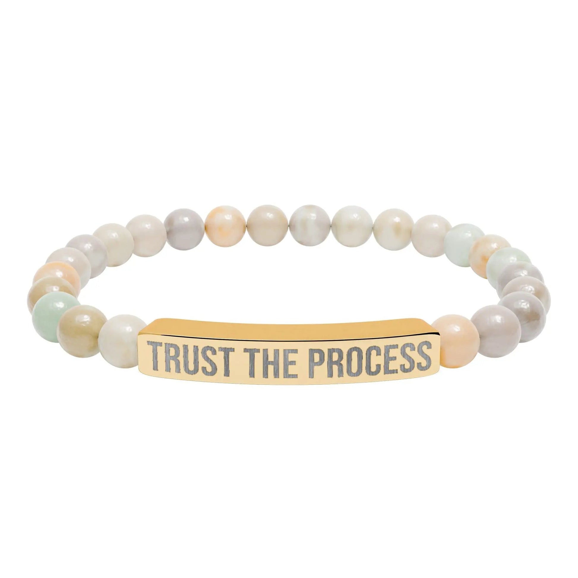 Trust the Process Natural Stone Stretch Bar Bracelet (Engraving) Printify