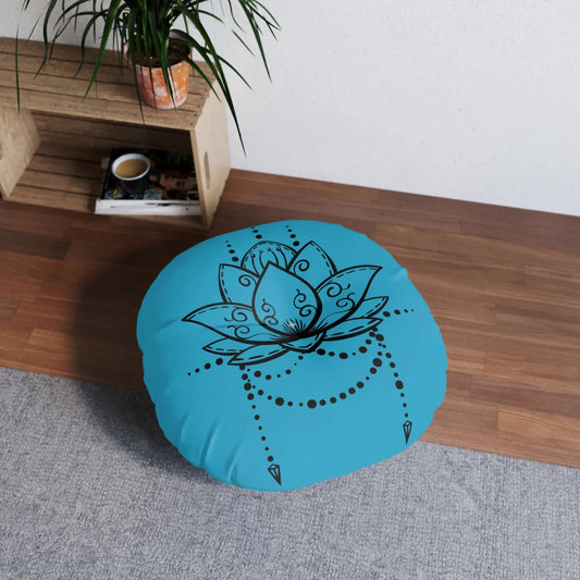 Lotus Tattoo Meditation Pillow, Round Printify