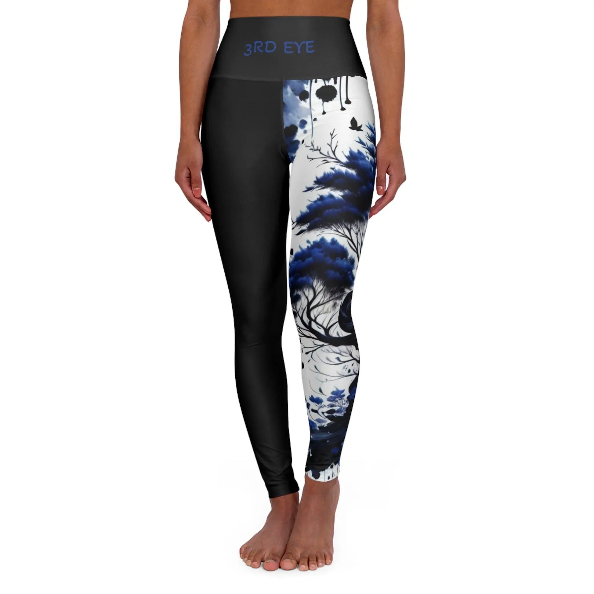 3rd Eye Chakra Tree Black High Waisted Yoga Leggings (AOP) Printify