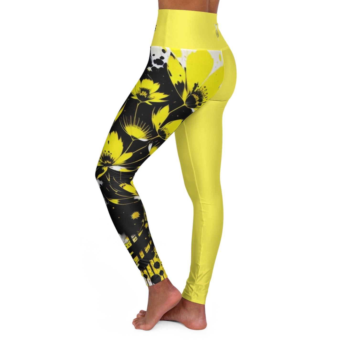 Solar Plexus Chakra Flower Yellow High Waisted Yoga Leggings (AOP)