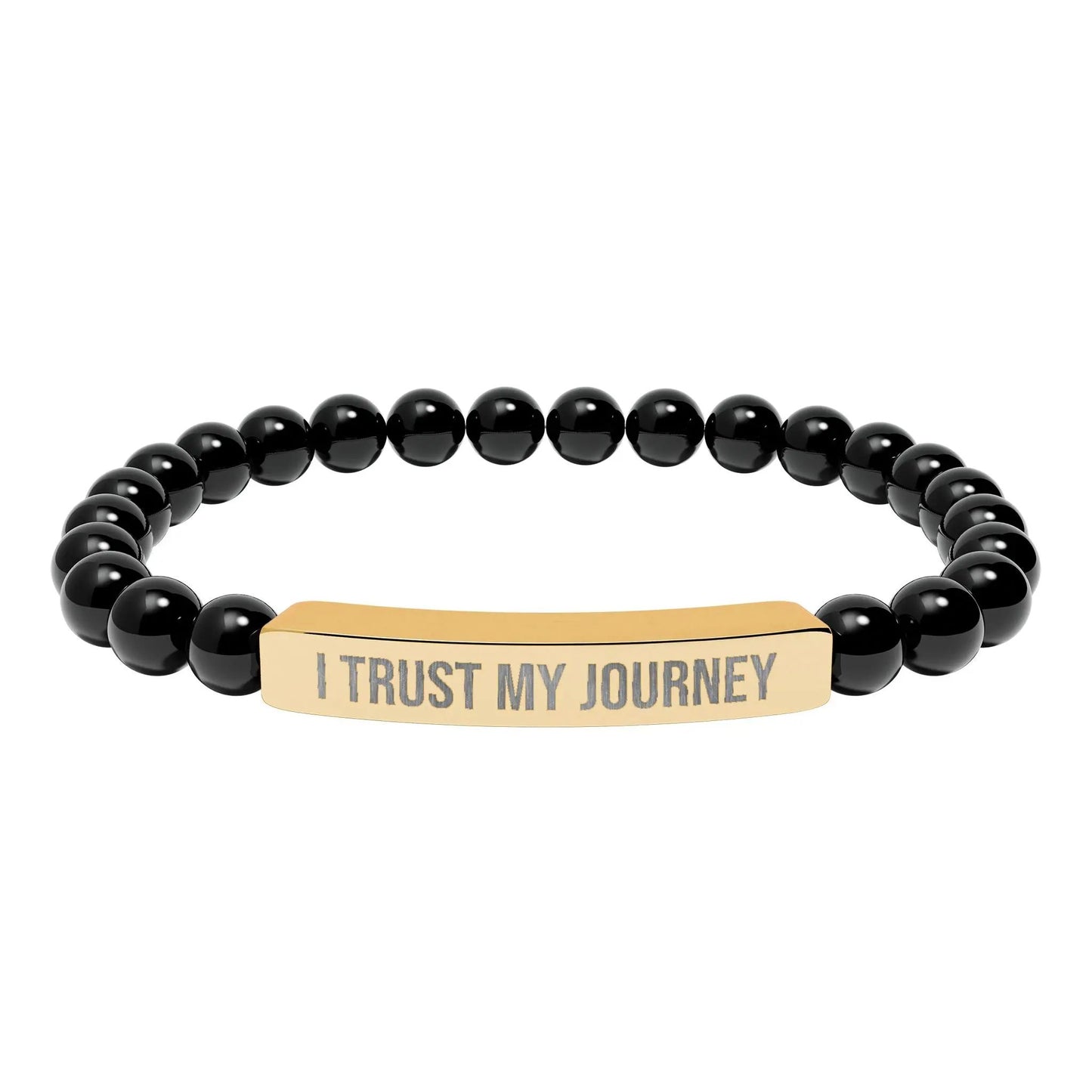 I trust my Journey Natural Stone Stretch Bar Bracelet (Engraving) Printify
