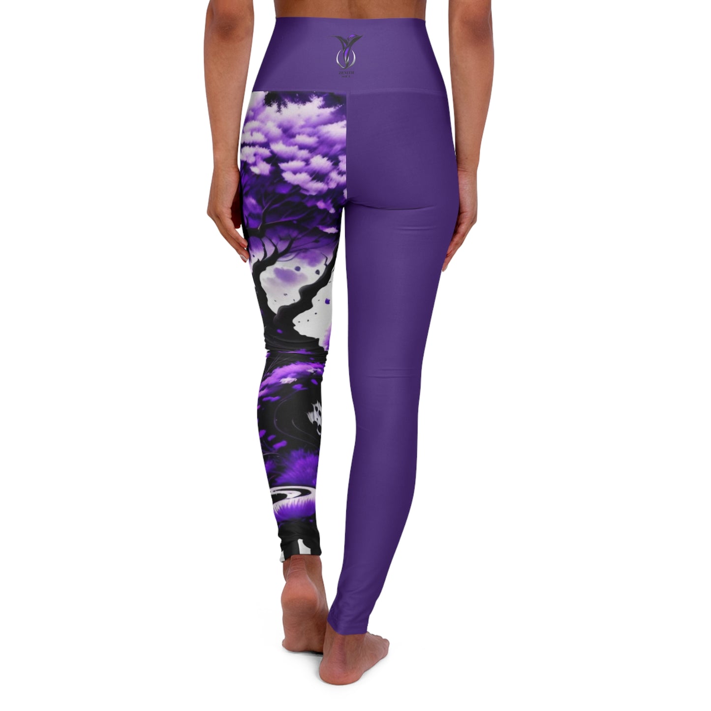 Crown Chakra Tree Purple High Waisted Yoga Leggings (AOP)