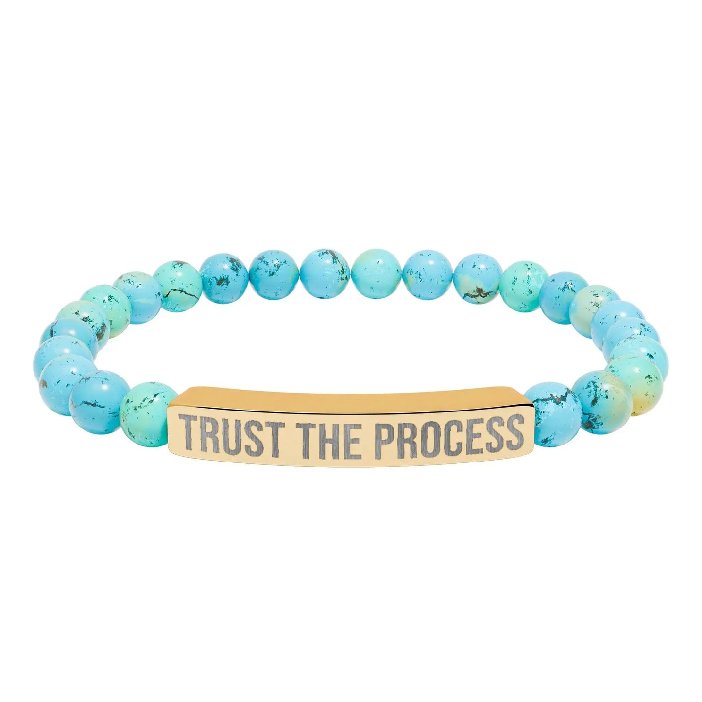 Trust the Process Natural Stone Stretch Bar Bracelet (Engraving) Printify