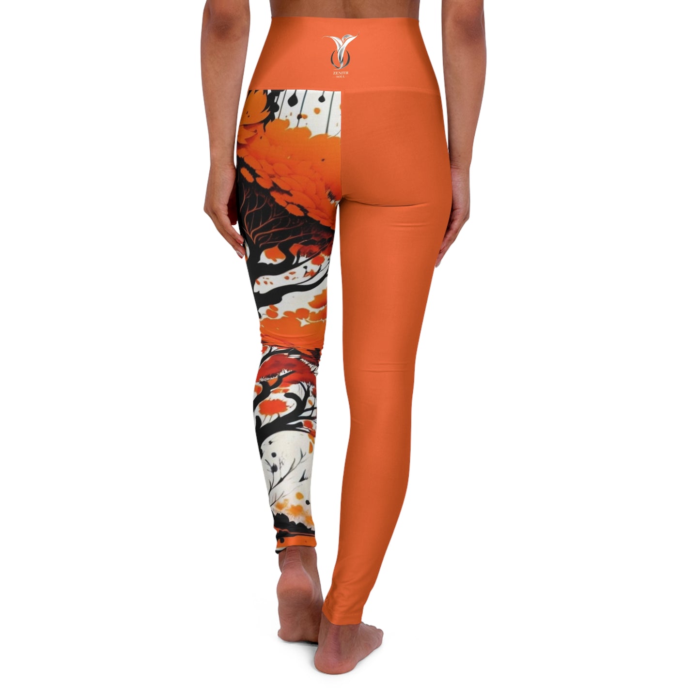 Sacral Chakra Tree Orange High Waisted Yoga Leggings (AOP)