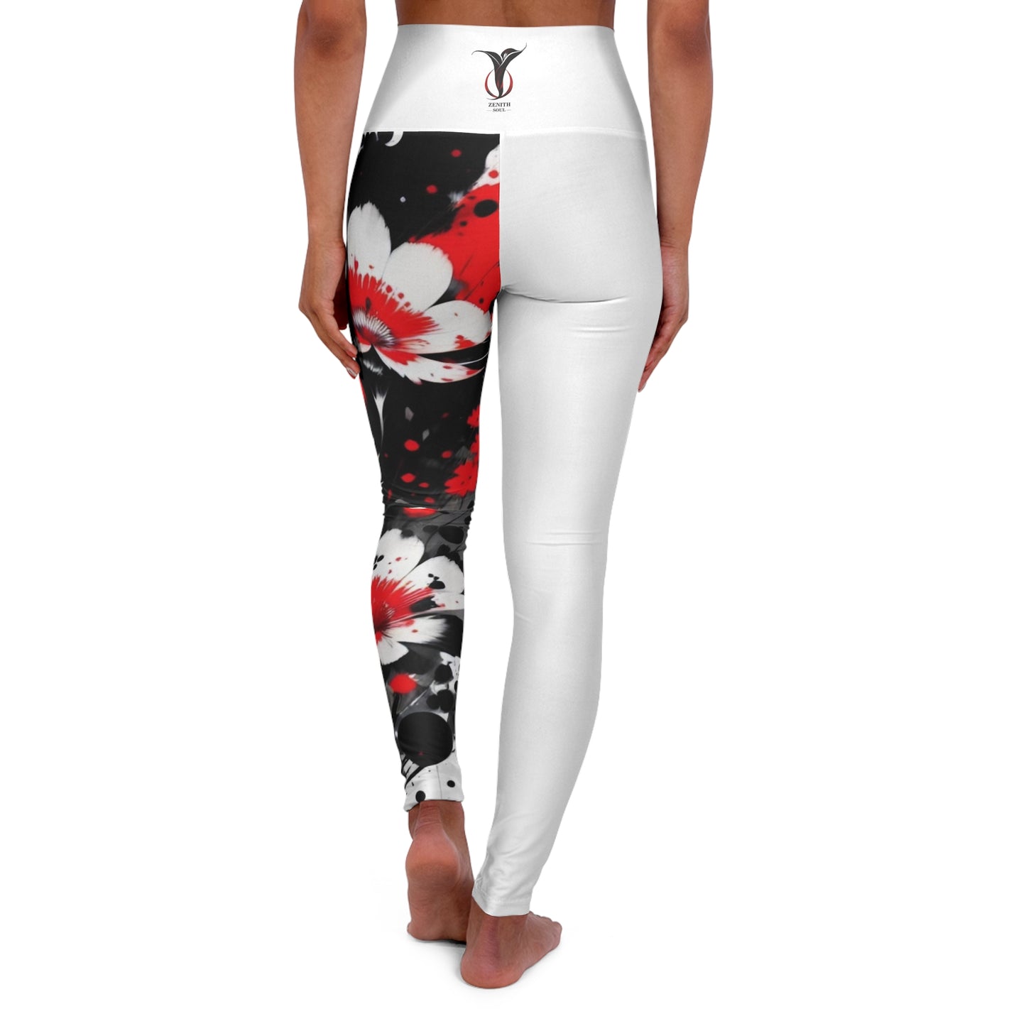 Root Chakra Flower White High Waisted Yoga Leggings (AOP)