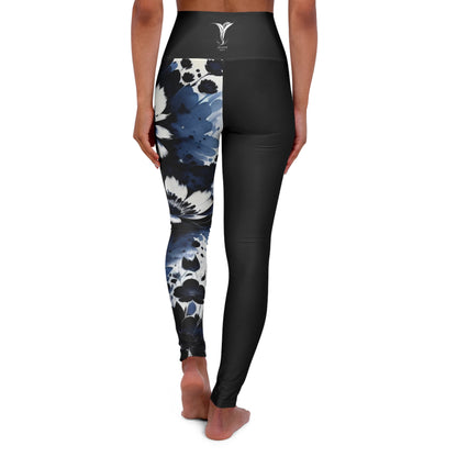 3rd Eye Chakra Flower Black High Waisted Yoga Leggings (AOP)