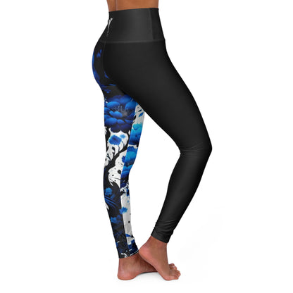 Throat Chakra Tree Black High Waisted Yoga Leggings (AOP)