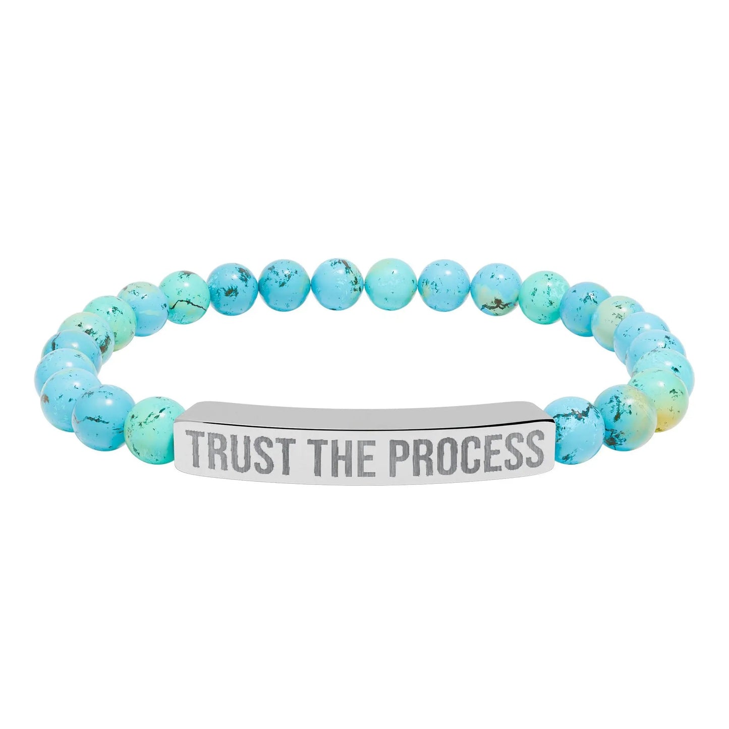 Trust the Process Natural Stone Stretch Bar Bracelet (Engraving) Printify