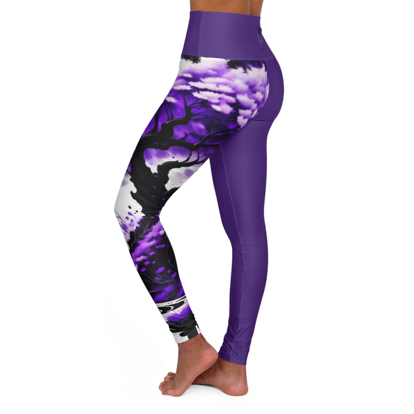 Crown Chakra Tree Purple High Waisted Yoga Leggings (AOP)