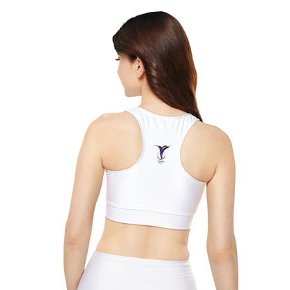 Divine Bloom (White) Fully Lined, Padded Sports Bra (AOP)