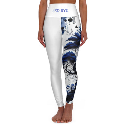 3rd Eye Chakra Tree White High Waisted Yoga Leggings (AOP)