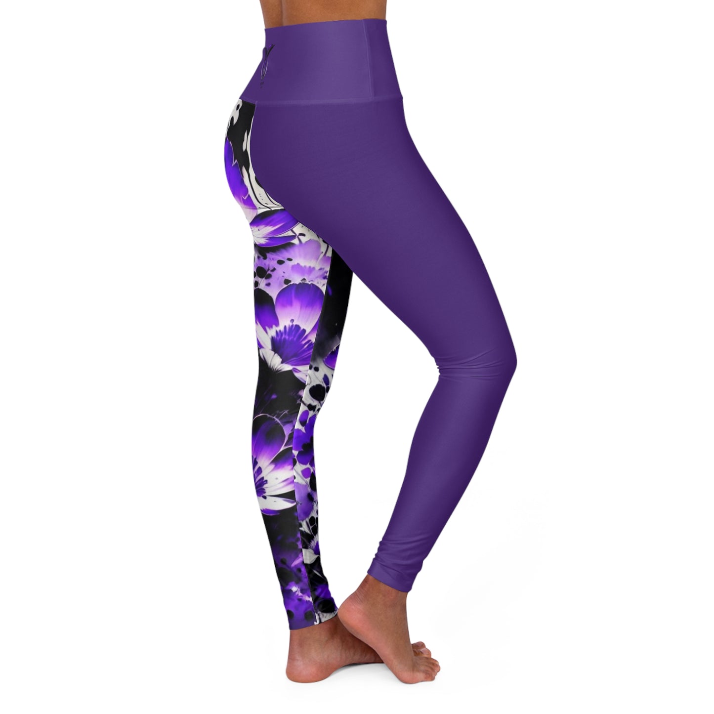 Crown Chakra Flower Purple High Waisted Yoga Leggings (AOP)