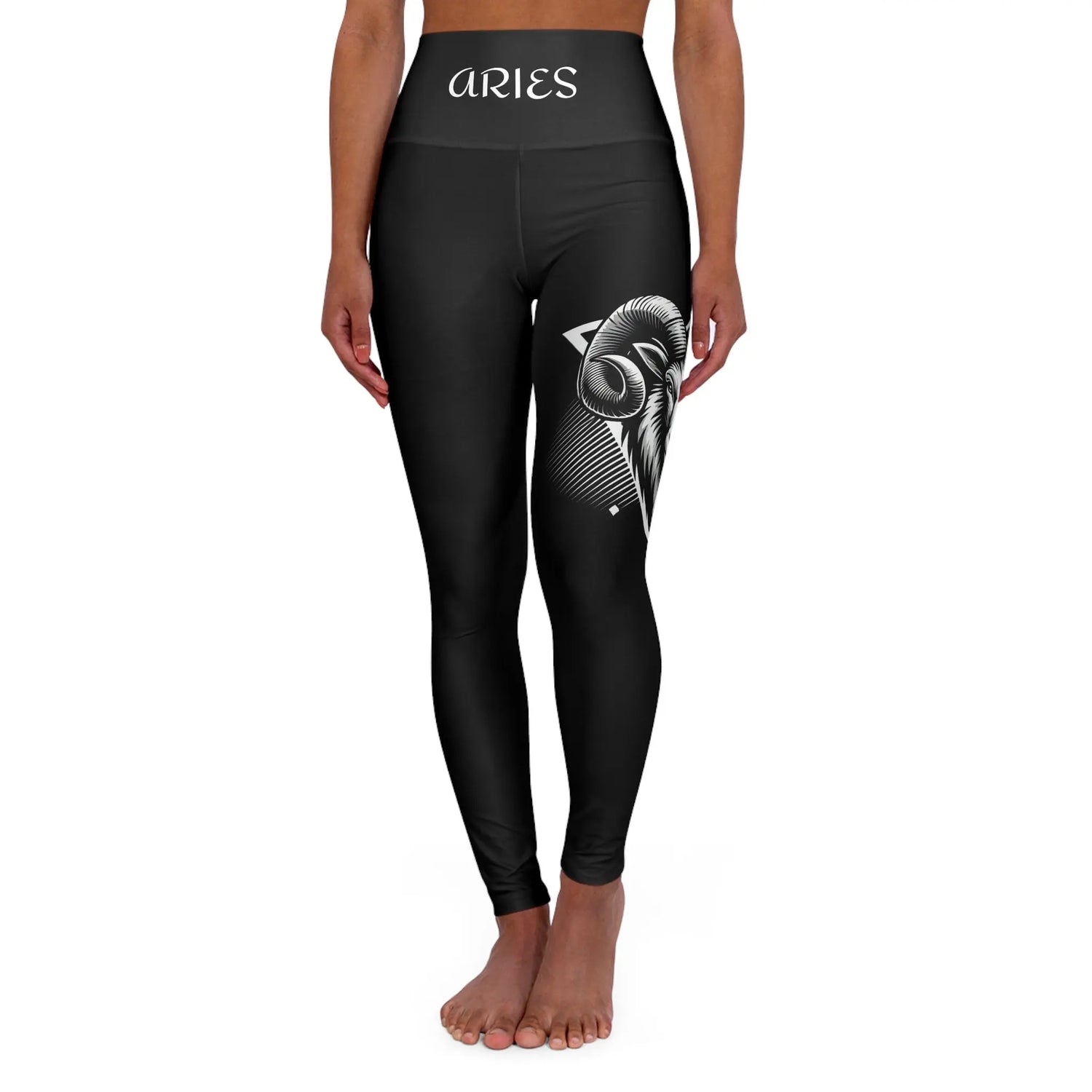 Aries Black High Waisted Yoga Leggings (AOP) Printify